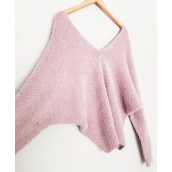 Sage The Label Dusty Lilac Angora Oversized V Neck Sweater Fairy Romantic XS - Picture 13 of 15